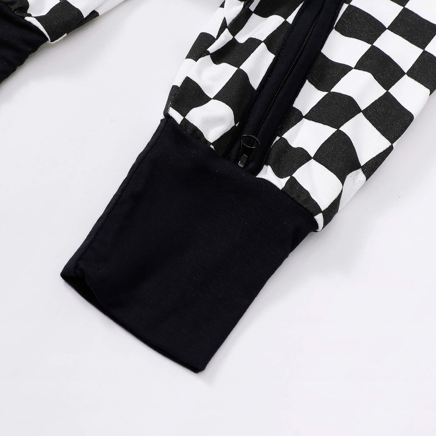 Black Checkerboard Zip Romper丨Mikrdoo