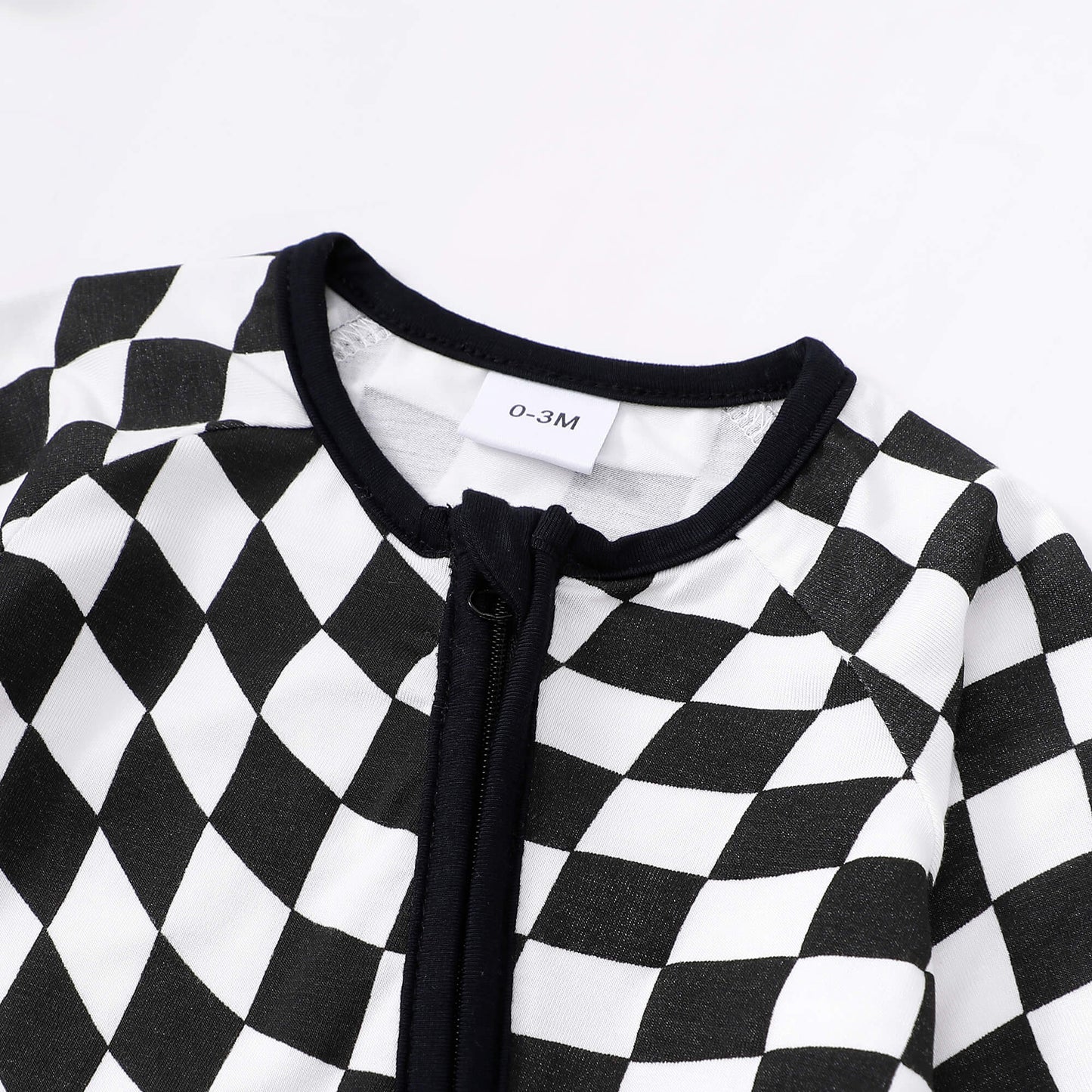 Black Checkerboard Zip Romper丨Mikrdoo