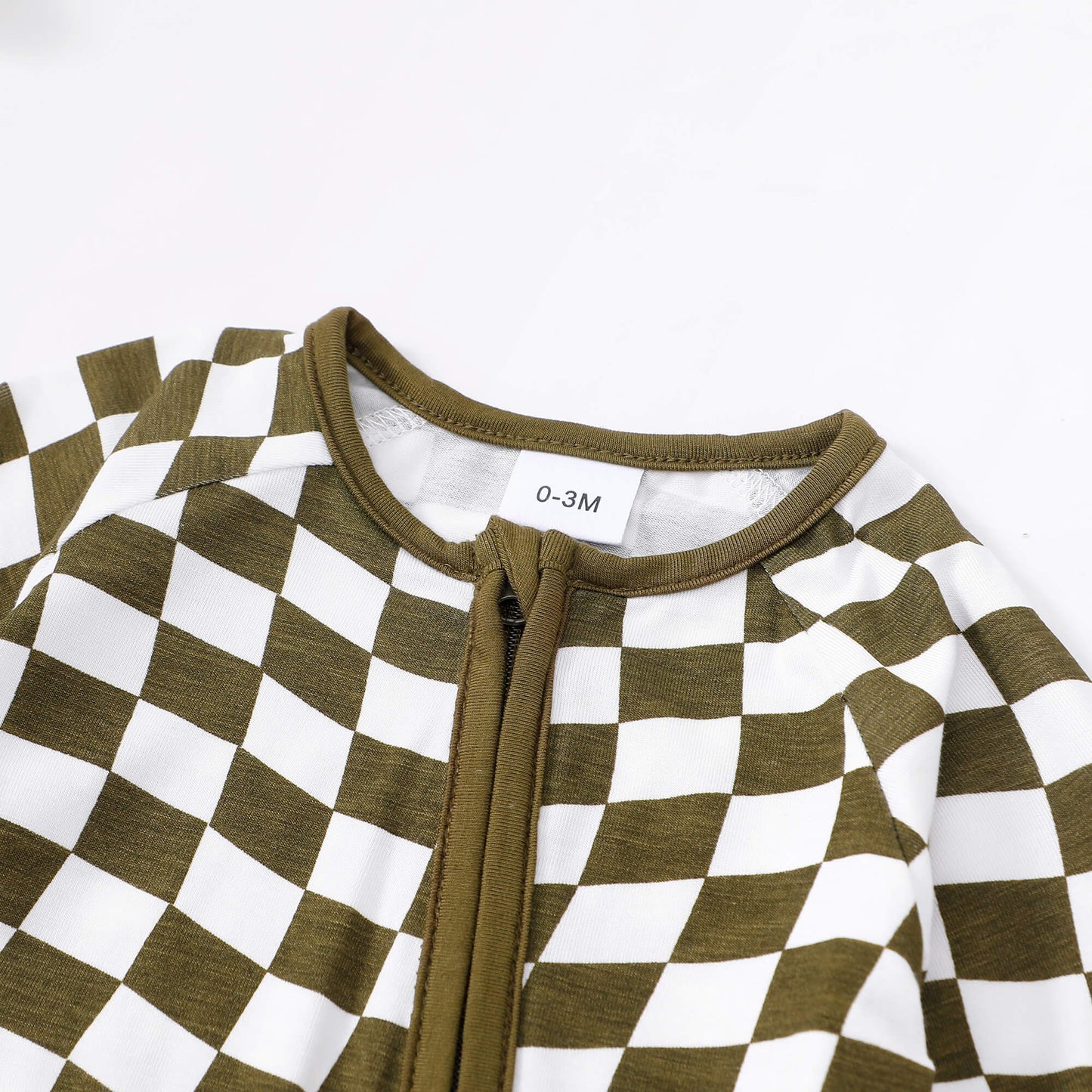 Green Checkerboard Zip Romper丨Mikrdoo