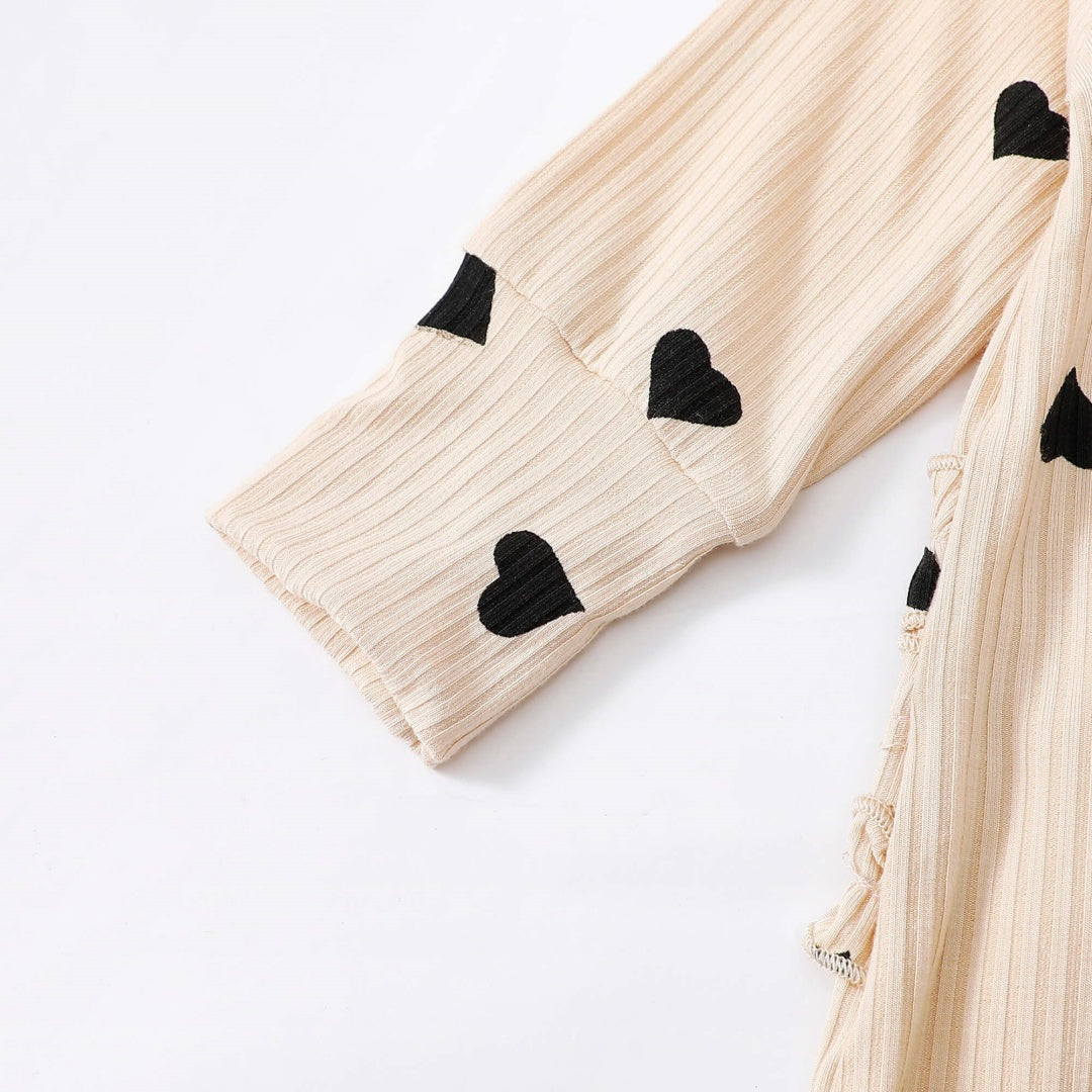 Ruffle Zip Romper in Black Heart丨Mikrdoo