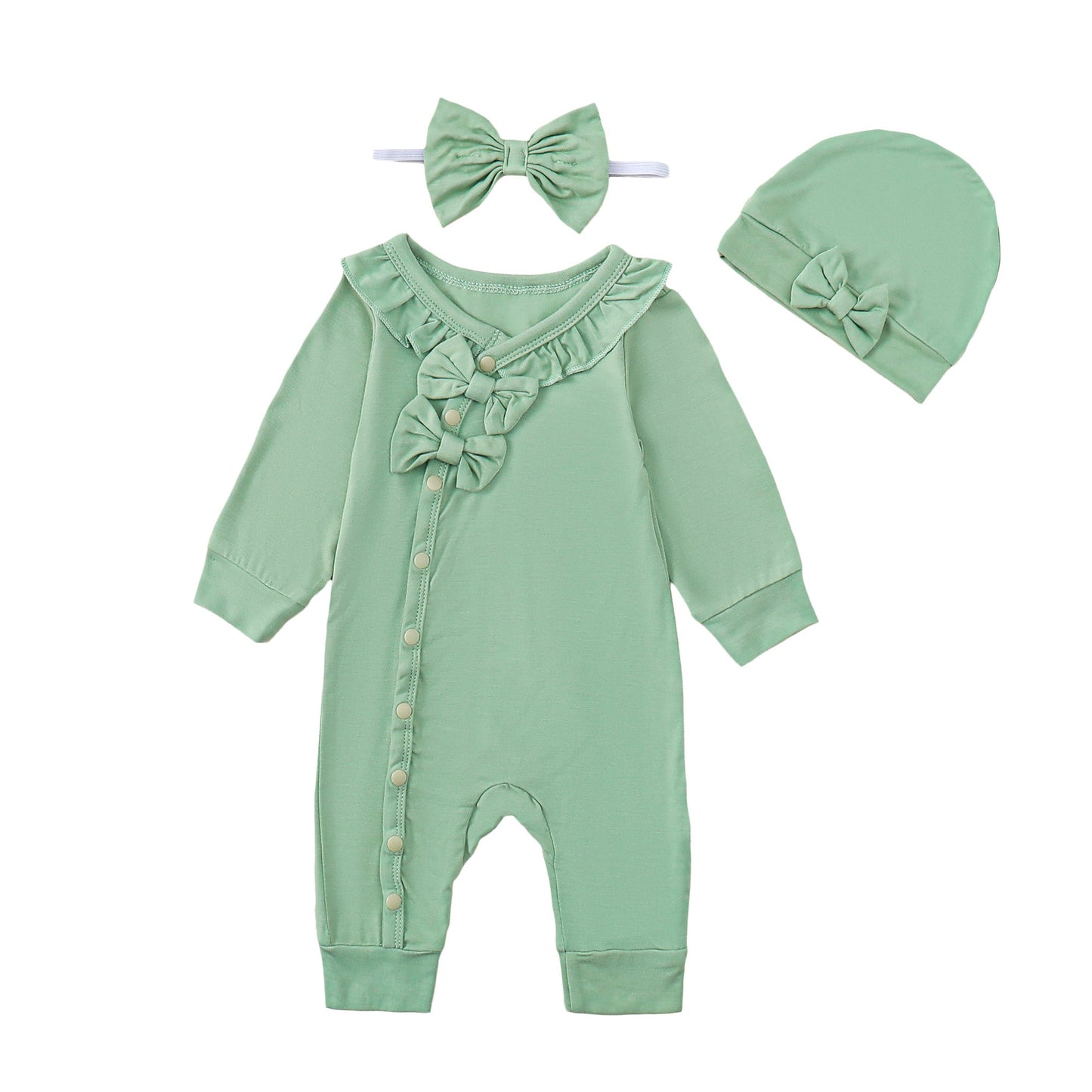 Ruffle Romper in Sage - Mikrdoo