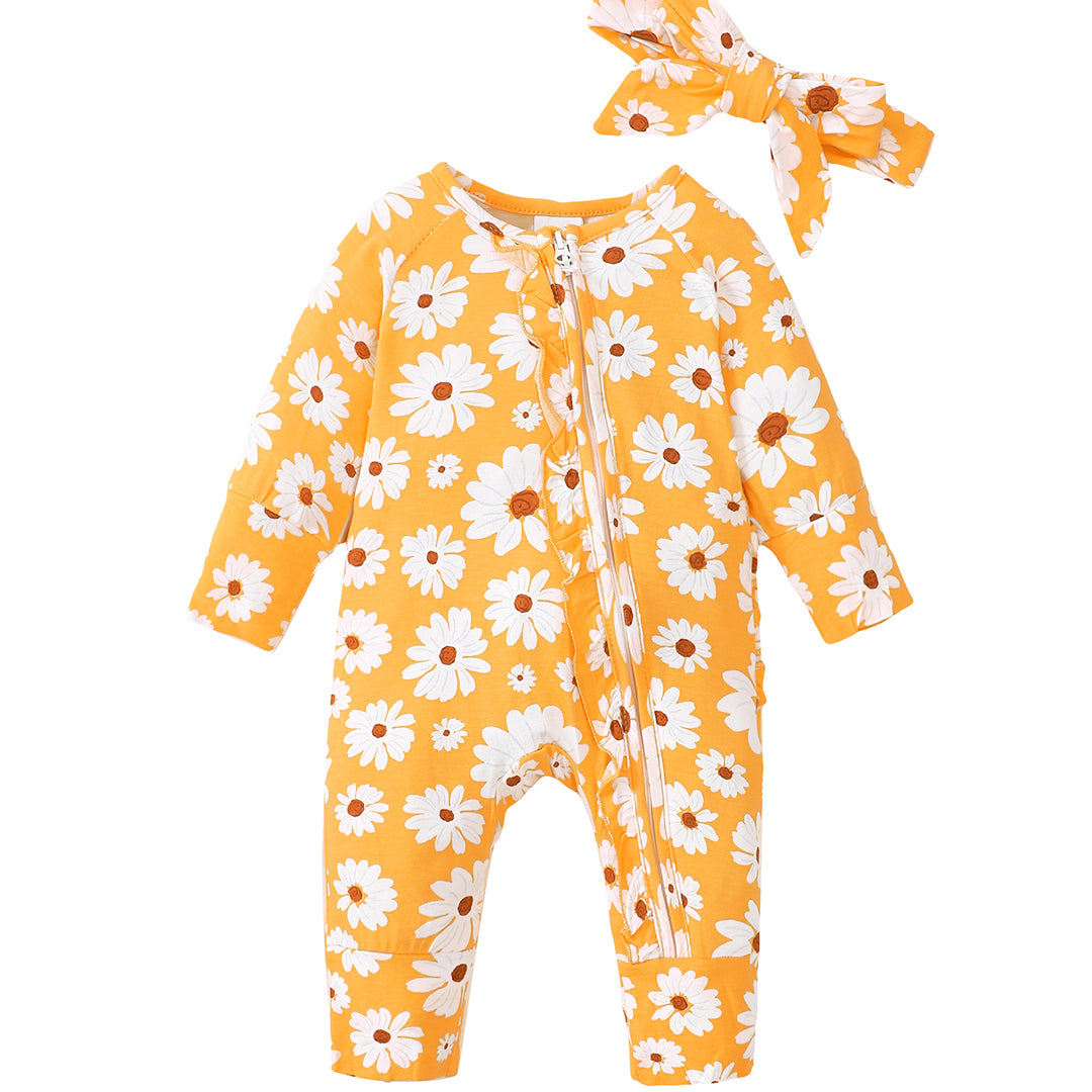 Daisy Zip Romper in Yellow丨Mikrdoo