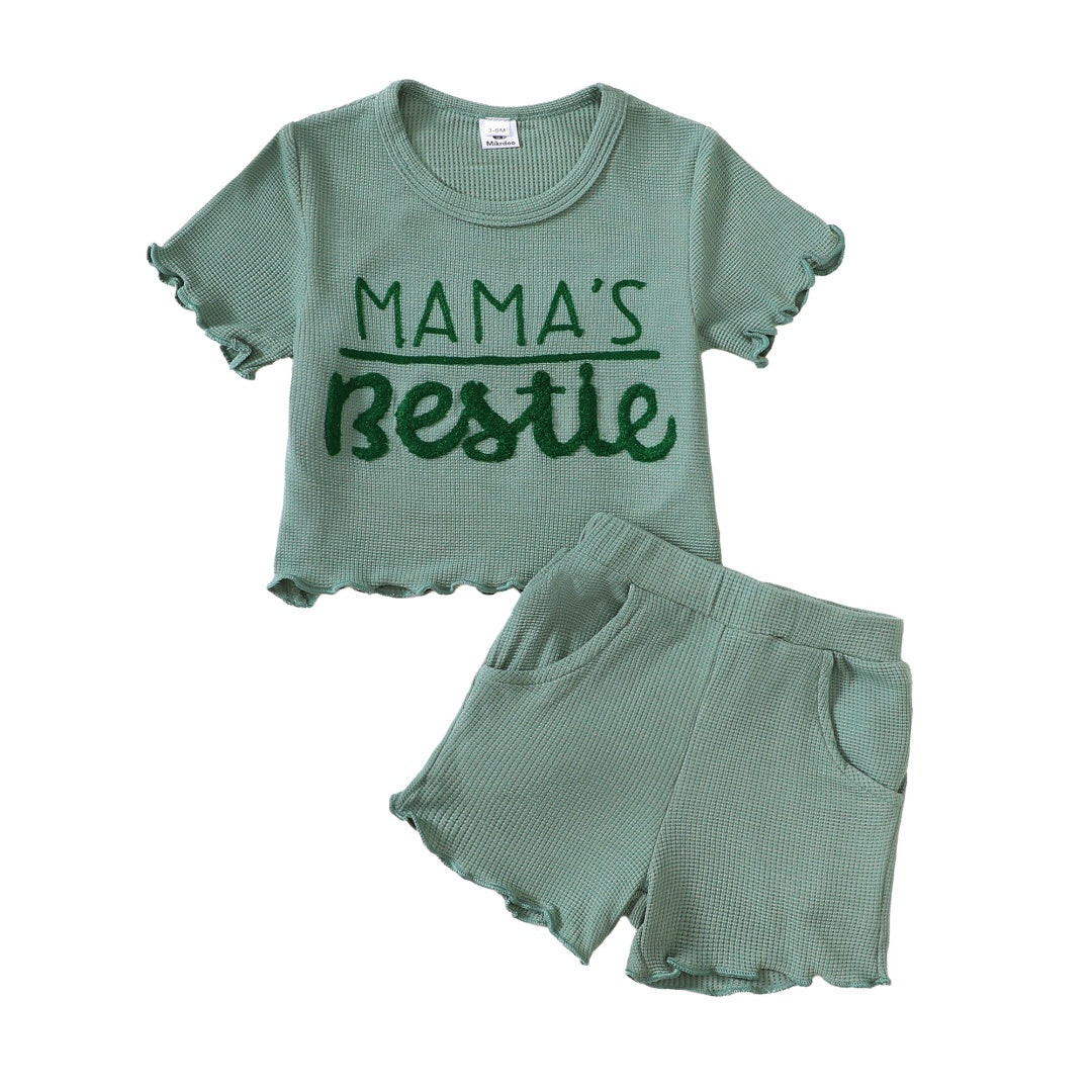 Mama's Bestie Short Set in Green丨Mikrdoo