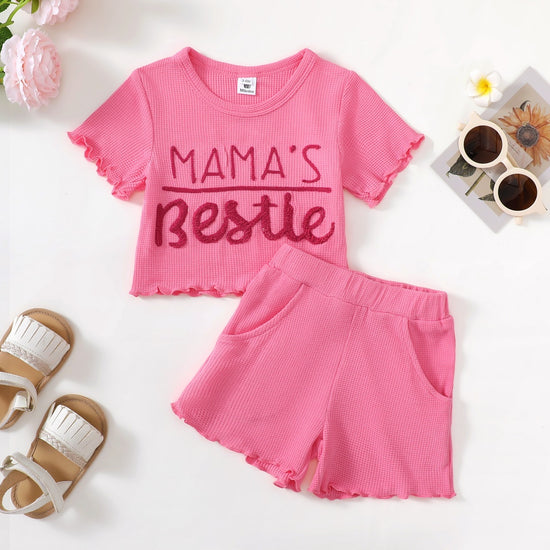 Mama's Bestie Short Set in Pink丨Mikrdoo