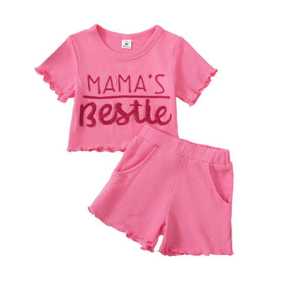 Mama's Bestie Short Set in Pink丨Mikrdoo