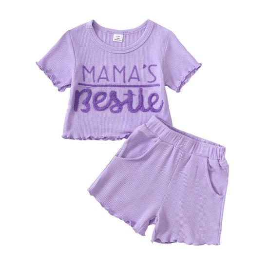Mama's Bestie Short Set in Purple丨Mikrdoo