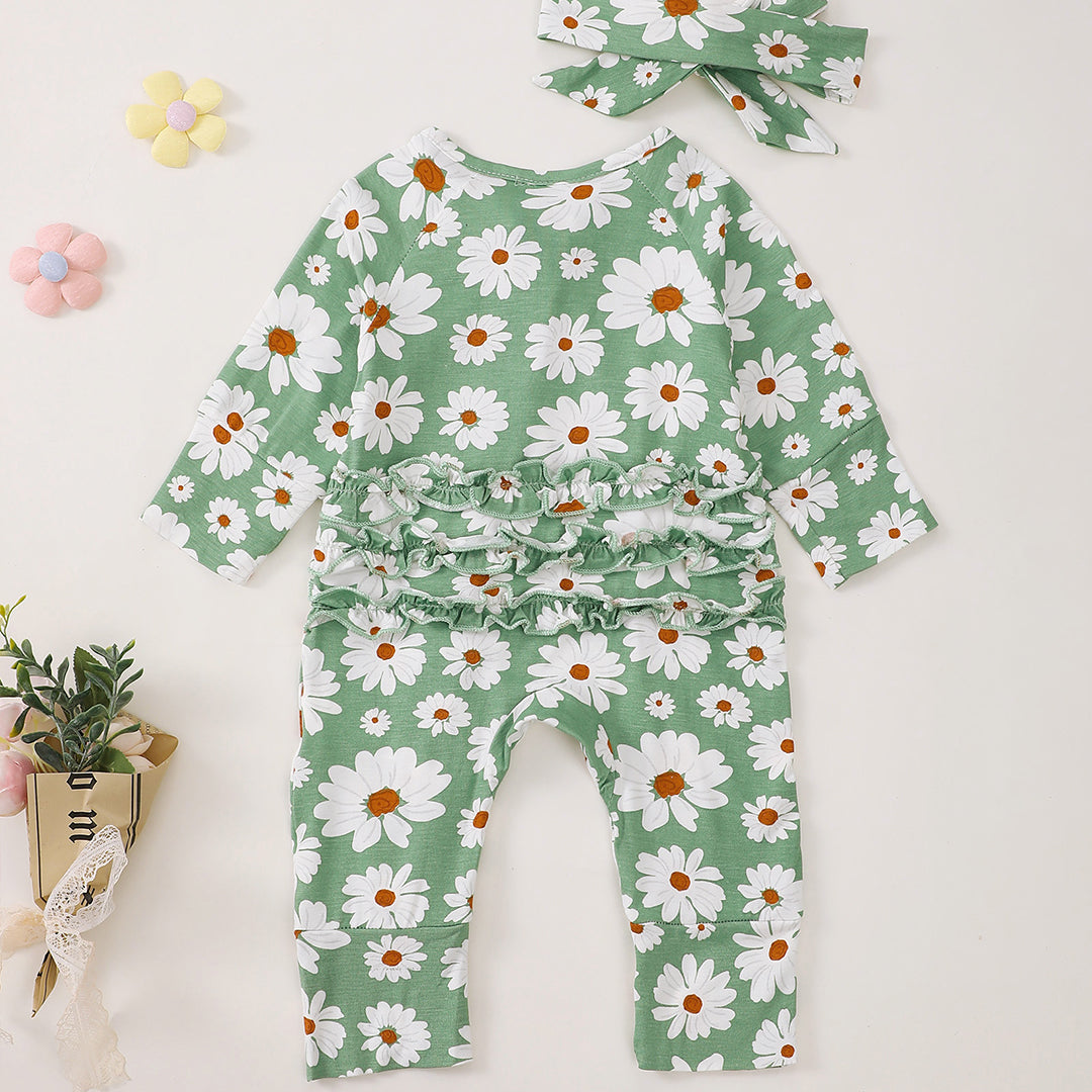 Daisy Zip Romper in Green丨Mikrdoo