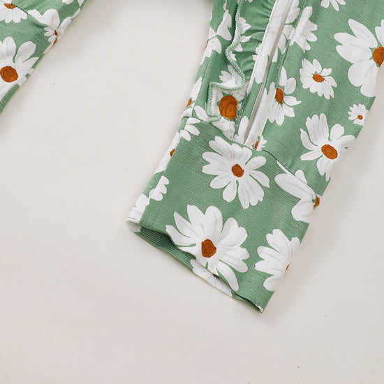 Daisy Zip Romper in Green丨Mikrdoo