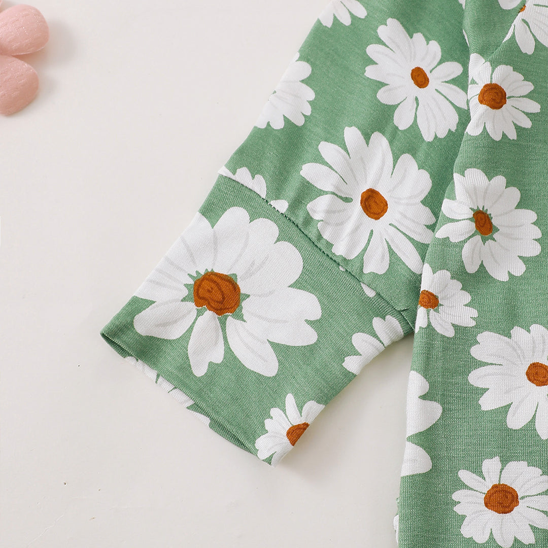 Daisy Zip Romper in Green丨Mikrdoo