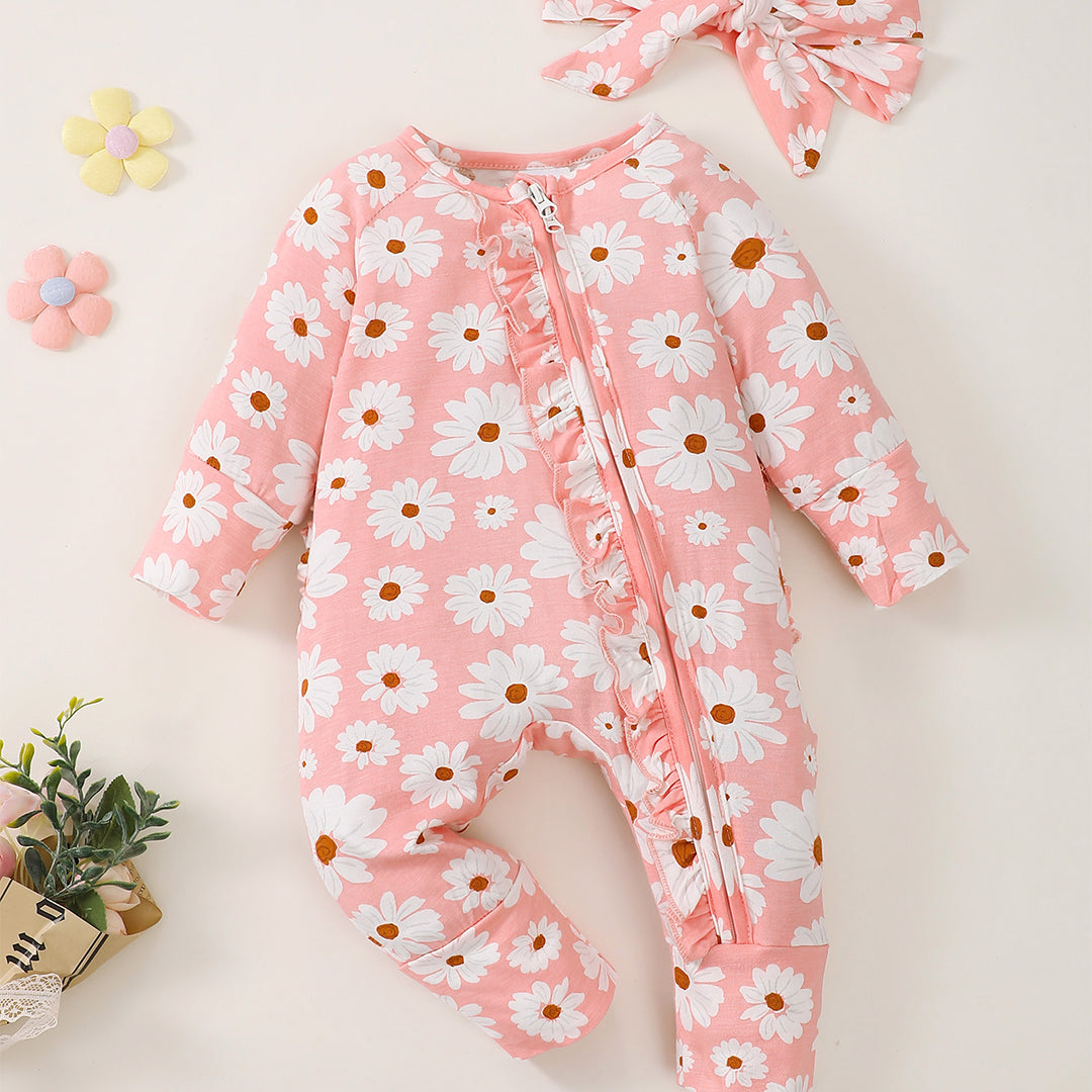 Daisy Zip Romper in Pink丨Mikrdoo