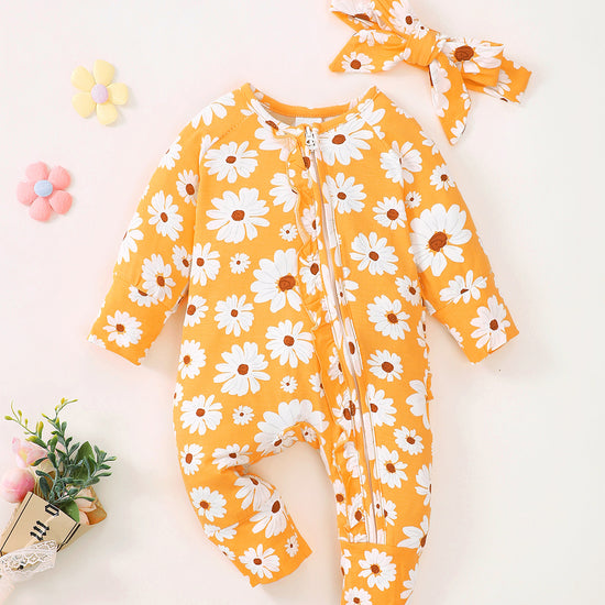 Daisy Zip Romper in Yellow丨Mikrdoo