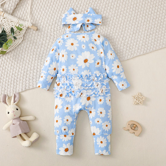 Daisy Zip Romper in Bule丨Mikrdoo