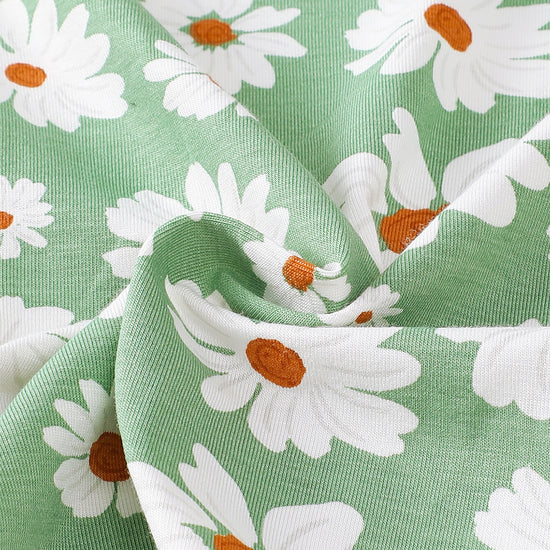 Daisy Long Sleeve Pajamas in Green丨Mikrdoo