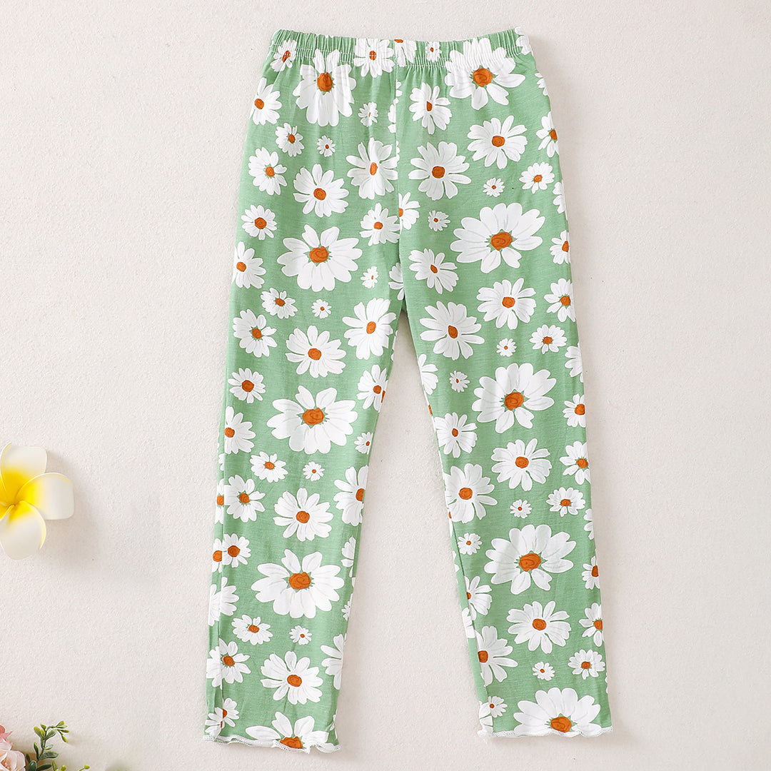 Daisy Long Sleeve Pajamas in Green丨Mikrdoo