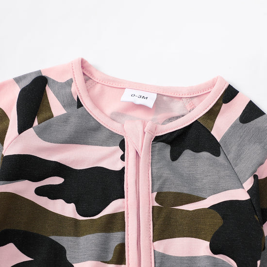 Pink Camo Zip Romper丨Mikrdoo