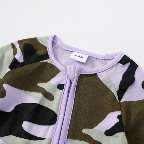 Purple Camo Zip Romper丨Mikrdoo