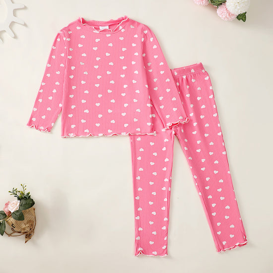 Sweethearts Long Sleeve Pajamas in Pink丨Mikrdoo