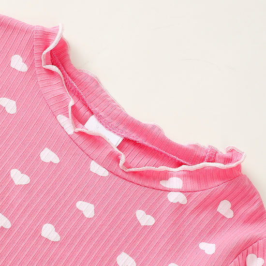 Sweethearts Long Sleeve Pajamas in Pink丨Mikrdoo