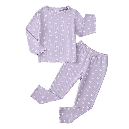 Sweethearts Long Sleeve Pajamas in Purple丨Mikrdoo