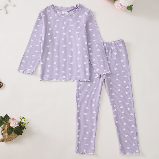 Sweethearts Long Sleeve Pajamas in Purple丨Mikrdoo