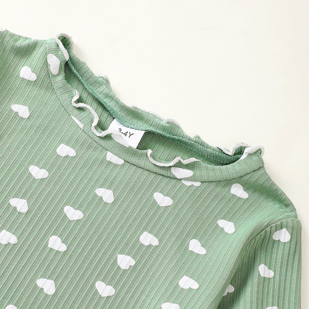 Sweethearts Long Sleeve Pajamas in Sage丨Mikrdoo