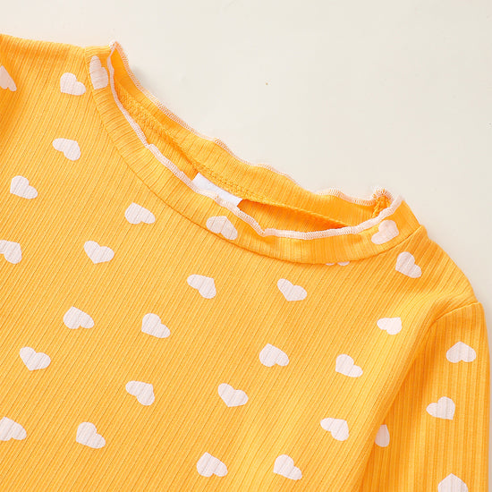 Sweethearts Long Sleeve Pajamas in Yellow丨Mikrdoo