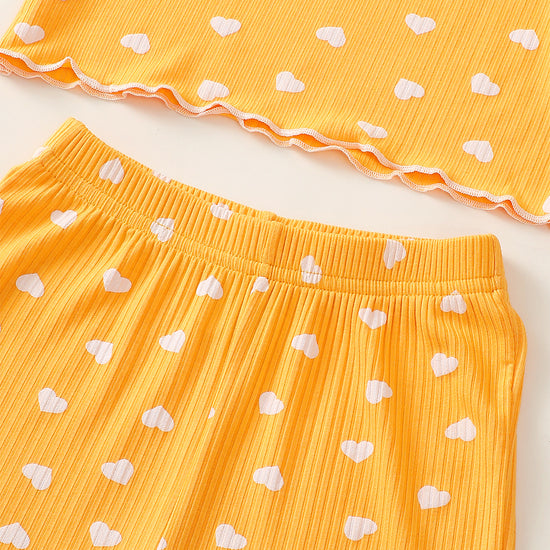 Sweethearts Long Sleeve Pajamas in Yellow丨Mikrdoo