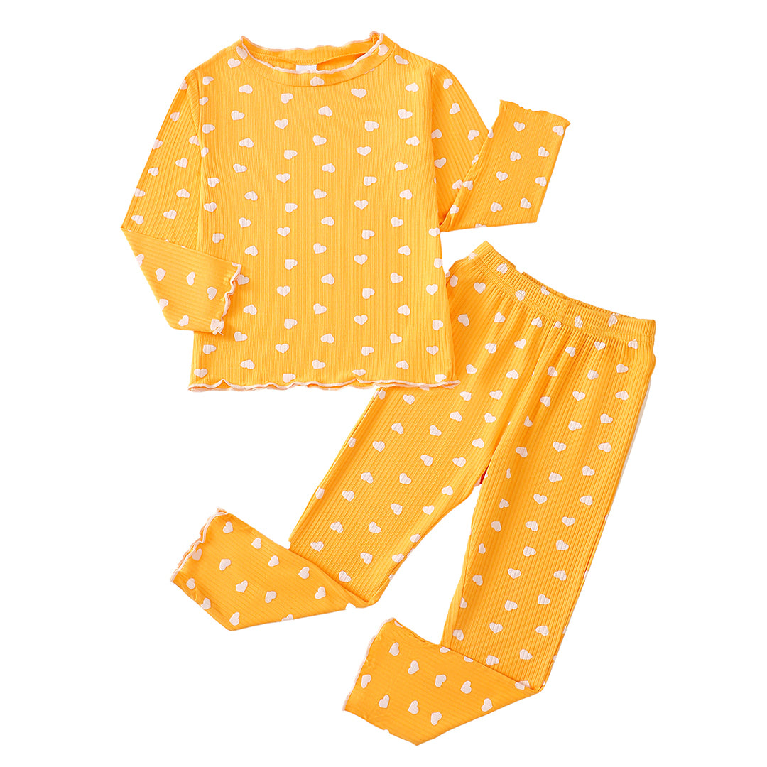 Sweethearts Long Sleeve Pajamas in Yellow丨Mikrdoo