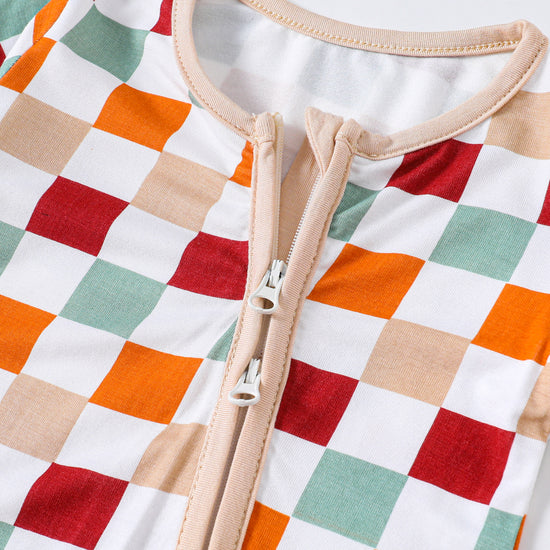 Colorful Checkerboard Zip Romper丨Mikrdoo